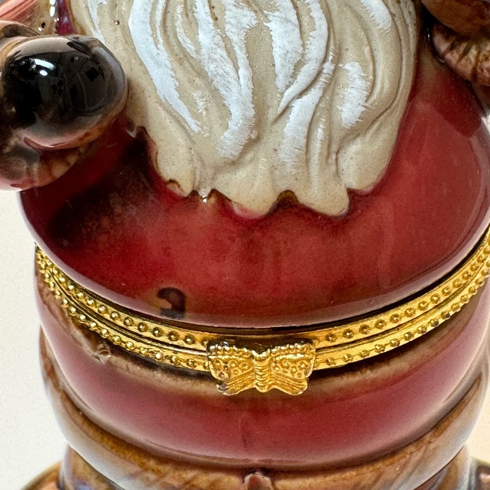 Festive vintage Santa Claus hinge trinket box - Picture 7 of 13